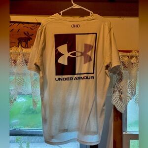 Under Armour Tee-Shirt, Sz-Large, White and Maroon